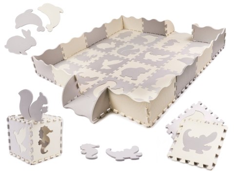 Mata edukacyjna piankowa puzzle szara ecru 36 elementów 150x150cm Kik Sp. z o. o. Sp. k.