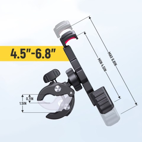 Metalowy pancerny uchwyt na rower do telefonu / na hulajnogę / na motocykl czarny WOZINSKY