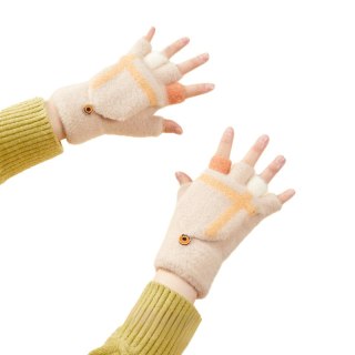Rękawiczki mitenki zimowe do telefonu dziecięco - damskie białe HURTEL