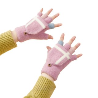 Rękawiczki mitenki zimowe do telefonu dziecięco - damskie różowe HURTEL