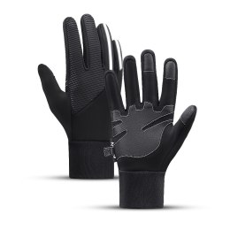 Rękawiczki sportowe dotykowe do telefonu ocieplane antypoślizgowe roz. M czarne
