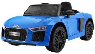 Audi R8 Spyder na akumulator Lakier Niebieski + Pilot + EVA + Wolny Start + Radio MP3 + LED