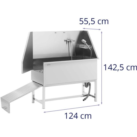 Wanna groomerska do kąpieli mycia psów zwierząt z rampą 122 x 56 x 142 cm Physa
