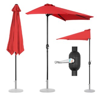 Półparasol przyścienny balkonowy tarasowy półokrągły 270 x 135 cm czerwony UNIPRODO