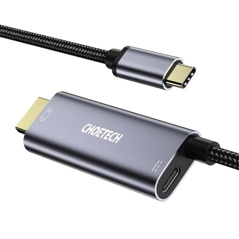 Przejściówka adapter USB Typ C - HDMI 4K + USB Typ C PD do MacBook PC 1.8m szary CHOETECH