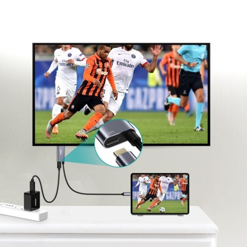 Przejściówka adapter USB Typ C - HDMI 4K + USB Typ C PD do MacBook PC 1.8m szary CHOETECH