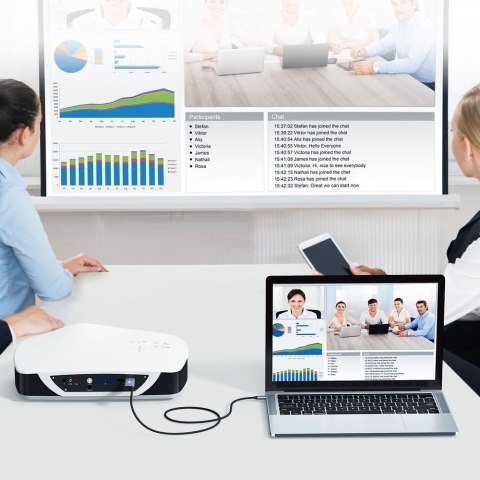 Przejściówka adapter USB Typ C - HDMI 4K + USB Typ C PD do MacBook PC 1.8m szary CHOETECH