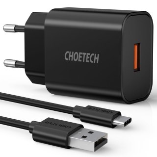 Szybka ładowarka sieciowa QuickCharge 3.0 18W 3A + kabel USB 1m czarny CHOETECH