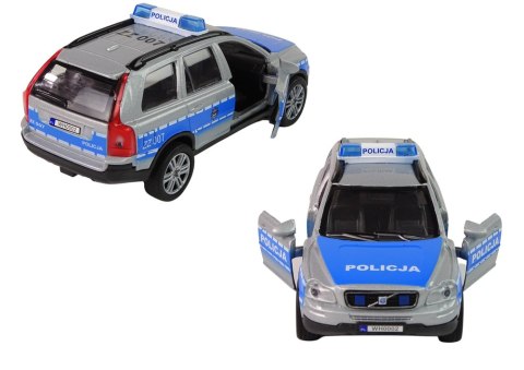 Metalowe Autko Volvo XC90 Policja Dźwięk Światła HKG002 LEAN Toys