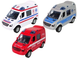 Metalowe Autko Mini Van Straż Pożarna Policja 8cm LEAN Toys