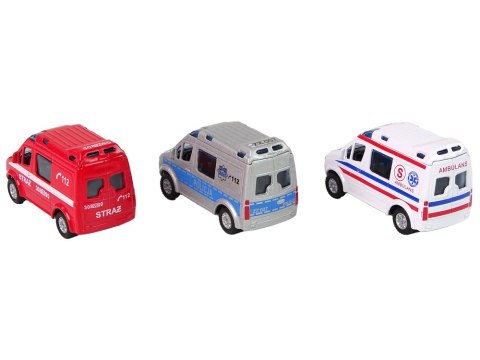 Metalowe Autko Mini Van Straż Pożarna Policja 8cm LEAN Toys