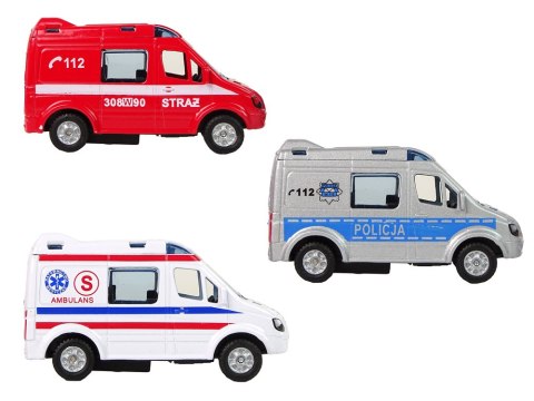 Metalowe Autko Mini Van Straż Pożarna Policja 8cm LEAN Toys