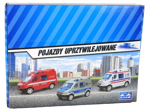 Metalowe Autko Mini Van Straż Pożarna Policja 8cm LEAN Toys