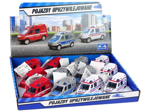 Metalowe Autko Mini Van Straż Pożarna Policja 8cm LEAN Toys