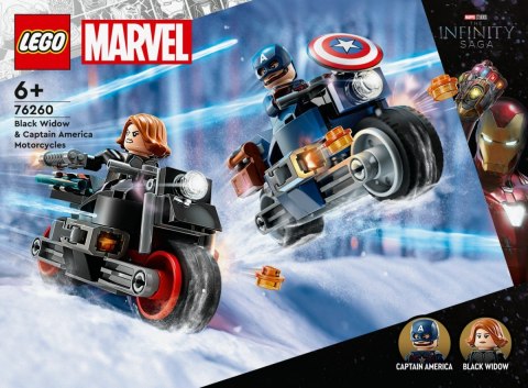 Klocki Super Heroes 76260 Marvel Motocykle Czarnej Wdowy i Kapitana Ameryki LEGO