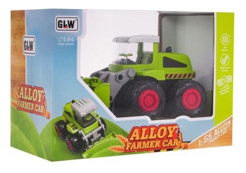 Metalowy Traktor z Ładowaczem przednim dla dzieci 3+ Model 1:55 Ruchomy Ładowacz + Gumowe opony + Napęd na tył