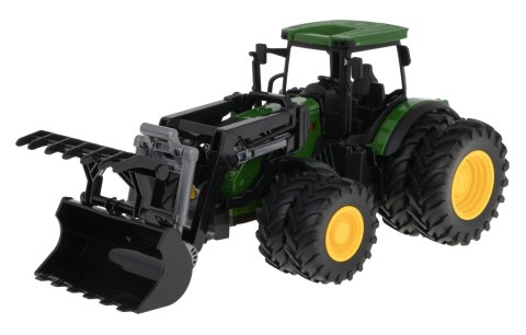 Zielony Traktor z Turem dla dzieci 3+ Model 1:24 + Ruchome elementy + 8 Kół + Tylny hak