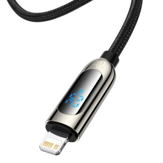 Kabel do szybkiego ładowania USB-C Iphone Lightning 20W z wyświetlaczem miernikiem mocy 2m czarny BASEUS