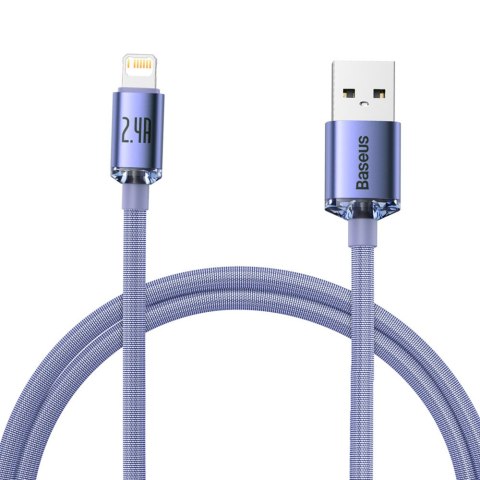 Kabel przewód do szybkiego ładowania i transferu danych USB Iphone Lightning 2.4A 1.2m fioletowy BASEUS