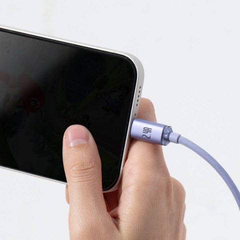 Kabel przewód do szybkiego ładowania i transferu danych USB Iphone Lightning 2.4A 1.2m fioletowy BASEUS