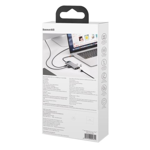 Wielofunkcyjny HUB 6w1 USB USB-C PD HDMI 3x USB 3.2 RJ45 Szary BASEUS