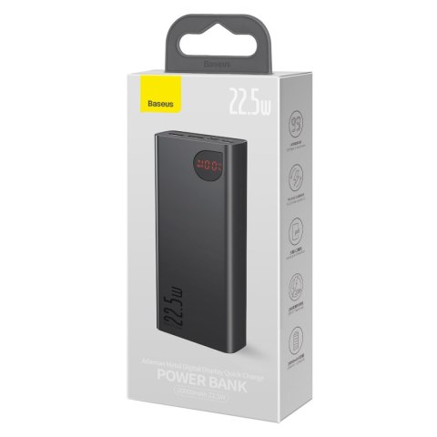 Adaman powerbank z szybkim ładowaniem 20000mAh 22.5W kabel USB-C 0.3m czarny BASEUS