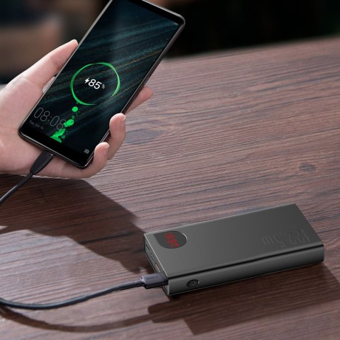 Adaman powerbank z szybkim ładowaniem 20000mAh 22.5W kabel USB-C 0.3m czarny BASEUS