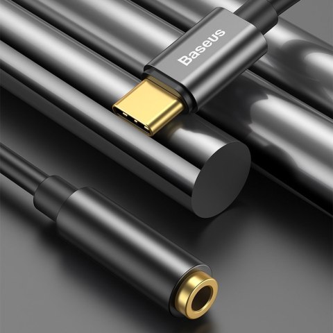 Adapter do słuchawek przejściówka L54 z USB-C na gniazdo audio jack 3.5mm DAC czarny BASEUS