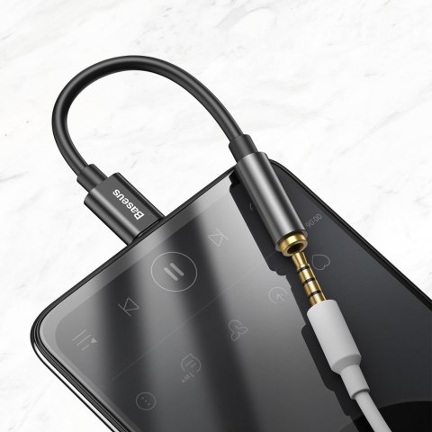 Adapter do słuchawek przejściówka L54 z USB-C na gniazdo audio jack 3.5mm DAC czarny BASEUS