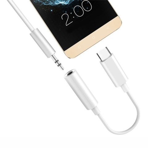 Adapter przejściówka z USB-C na gniazdo audio 3.5 mini jack czarny HURTEL