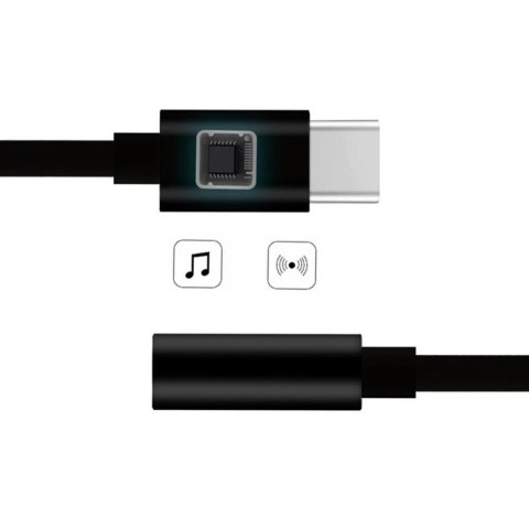 Adapter przejściówka z USB-C na gniazdo audio 3.5 mini jack czarny HURTEL