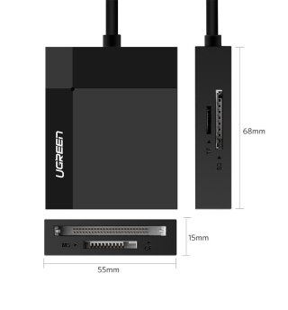 Czytnik kart pamięci SD / micro SD / CF / MS wtyczka USB 3.0 - czarny UGREEN