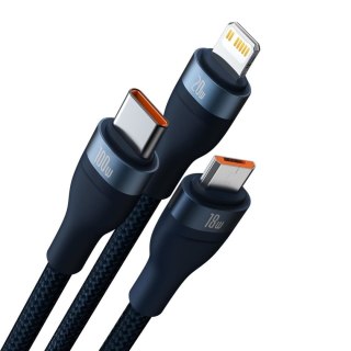 Kabel przewód 4w1 USB+USB-C do USB-C / iPhone Lightning / micro USB 1.2m - niebieski BASEUS
