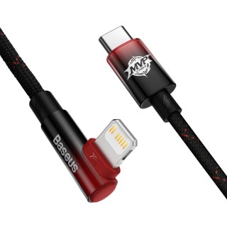 Kabel przewód kątowy MVP 2 z bocznym wtykiem USB-C / iPhone Lightning 2m - czerwony BASEUS