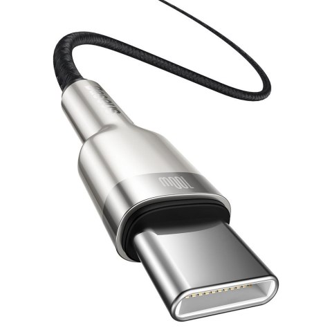 Przewód kabel USB-C - USB-C Cafule Metal Data Power Delivery 100W 1m - czarny BASEUS