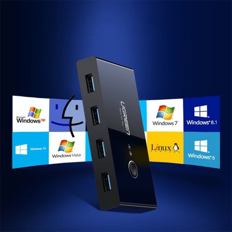 Switch box HUB przełącznik 4x USB 3.2 Gen 1 rozdzielacz USB na dwa komputery - czarny UGREEN