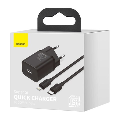 Szybka ładowarka do Iphone Super Si 1C 20W Power Delivery + kabel USB-C - Lightning 1m czarny BASEUS