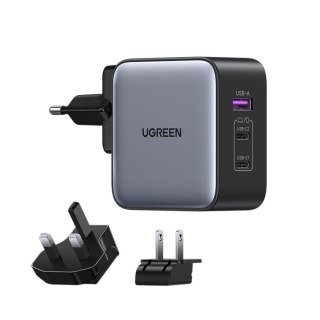 Uniwersalna ładowarka sieciowa GaN USB 2xUSB-C wtyczki EU / UK / US - czarna UGREEN