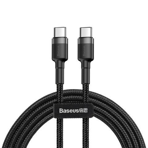 Wytrzymały kabel przewód w oplocie USB-C do USB-C QC3 2m - czarno-szary BASEUS