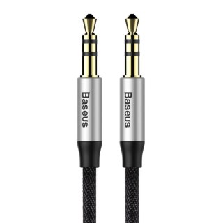 Yiven M30 przewód kabel audio stereo AUX 3.5 mm męski mini jack 1m srebrno-czarny BASEUS