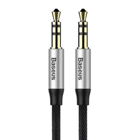 Yiven M30 przewód kabel audio stereo AUX 3.5 mm męski mini jack 1m srebrno-czarny BASEUS