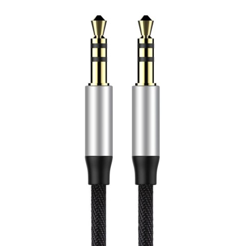 Yiven M30 przewód kabel audio stereo AUX 3.5 mm męski mini jack 1m srebrno-czarny BASEUS