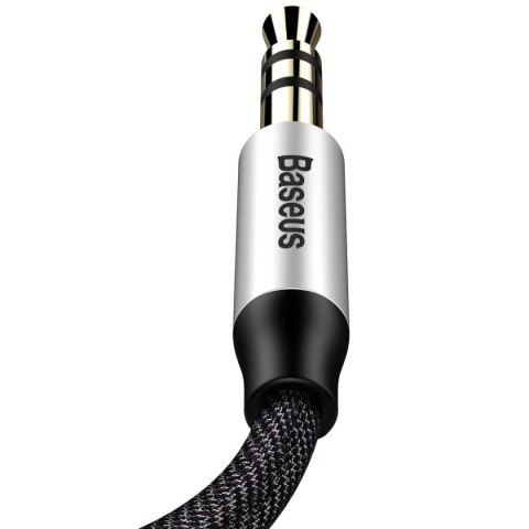 Yiven M30 przewód kabel audio stereo AUX 3.5 mm męski mini jack 1m srebrno-czarny BASEUS