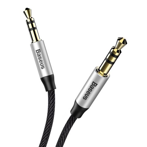 Yiven M30 przewód kabel audio stereo AUX 3.5 mm męski mini jack 1m srebrno-czarny BASEUS