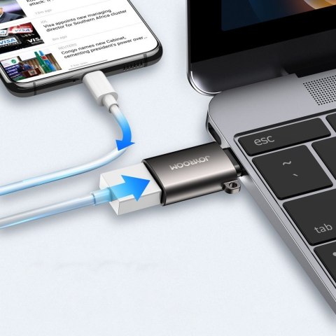 Adapter przejściówka USB 3.2 Gen 1 męski - USB-C żeński czarny JOYROOM