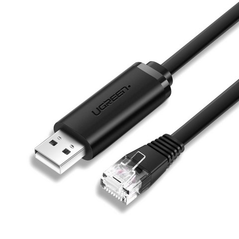 Kabel przewód konsolowy przejściówka USB - RJ45 skrętka ethernet 1.5m czarny UGREEN