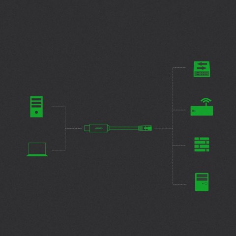 Kabel przewód konsolowy przejściówka USB - RJ45 skrętka ethernet 1.5m czarny UGREEN