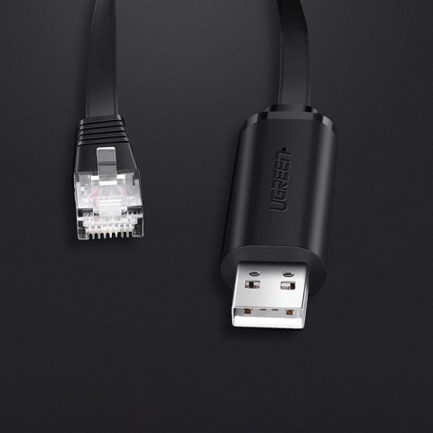 Kabel przewód konsolowy przejściówka USB - RJ45 skrętka ethernet 1.5m czarny UGREEN