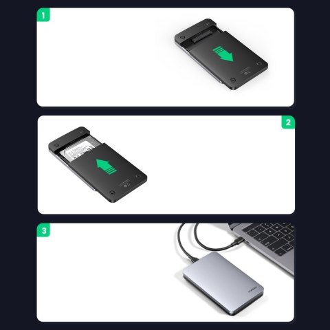 Kieszeń obudowa na dysk twardy 2.5'' SATA 3.0 6Gbps + kabel USB - USB-C 0.5m szary UGREEN