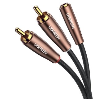 Przejściówka kabel przewód audio 3.5mm mini jack żeński - 2x RCA męski 5m brązowy UGREEN